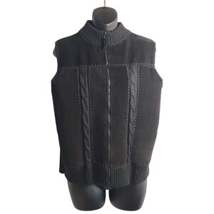Designers Original Studio Women's Black Suede Front Knit Back Vest Size Medium
